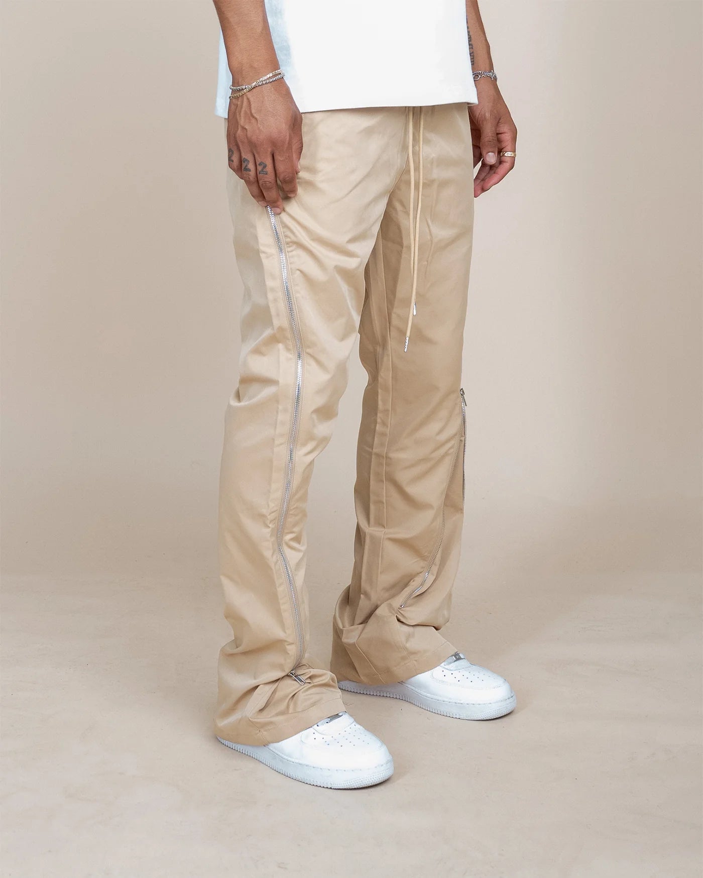 Nylon Zip Flared Pant